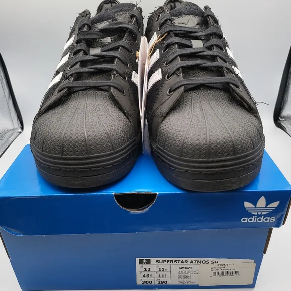 NEW Men's Sz 12 Adidas Superstar Atmos Patchwork - Core Black GW3473 - Picture 10 of 10